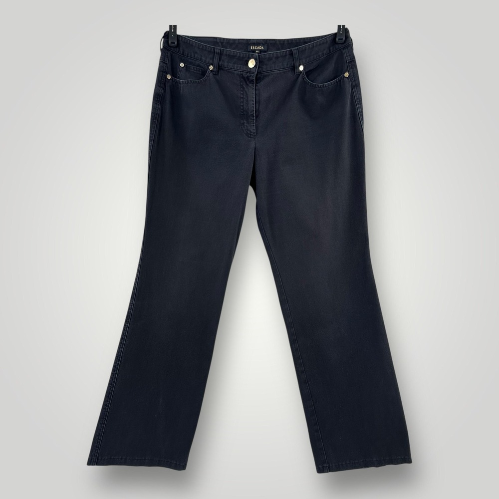 Escada Jeans Womens 14 (EU 44) Black Tamara Straight Leg High Rise Stretch Denim